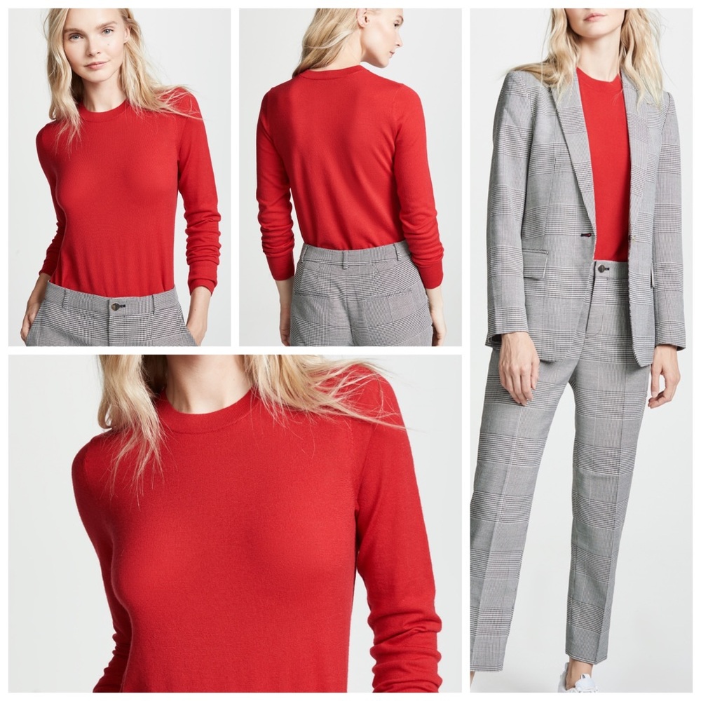 NWOT Club Monaco 100% Merino Wool Crewneck Mackenzie Sweater - Red, Size XS